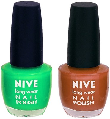 

Nive Colour Blast Nail Polish (Set of 2 Nail Polish) Green,Brown(Pack of 2)