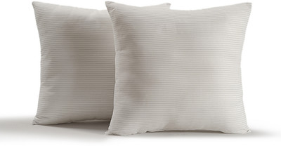 Swayam Eco Polyester Fibre Stripes Cushion Pack of 2(White)