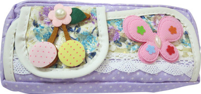 

DCS Polka Dots with butterfly Design Pencil Pouch Purple Pouch(Purple)