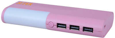 

SUPER 10000 mAh Power Bank (light house, with 3 USB ports)(Pink, Lithium-ion)