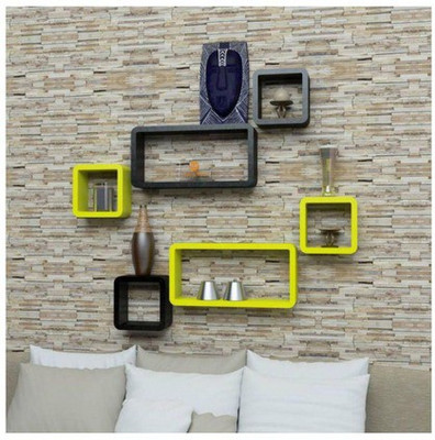 A.S Wood MDF Wall Shelf(Number of Shelves - 6)