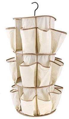 

Connectwide Shoe Carousel 3-Shelf Organizer Foldable with 24 Pockets Multipurpose Nylon Wall Shelf(Number of Shelves - 24, Beige)