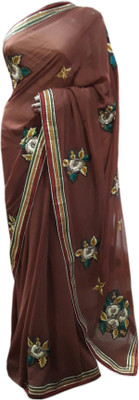 Stylish Sarees Self Design Bollywood Georgette Saree(Brown)