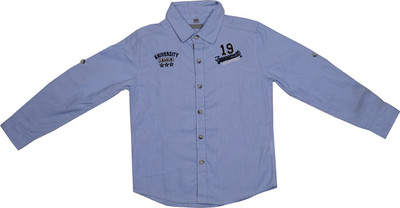 

INDIRANG Boys Solid Casual Blue Shirt