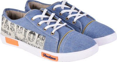 

WalkJump blue denim casuals, canvas shoes, stylish chain casual, canvas Sneakers For Men(Multicolor