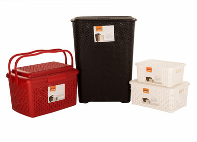 

Jaypee Plus Drop All- Laundary Basket & Baskets with lid, Multi, red (pack of 4) Storage Basket(Pack of 4)