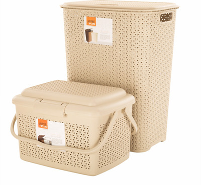 

Jaypee Plus Drop All- Laundary Basket & Carry All XL, Beige (pack of 2) Storage Basket(Pack of 2)