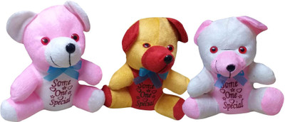 Welo Teddy Bear Soft and Attractive (22 cm) Pack of 3 - 22 cm(Multicolor)