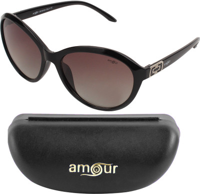 

Amour Oval, Cat-eye, Over-sized Sunglasses(Brown