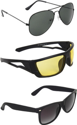 

Zyaden Aviator, Wrap-around, Wayfarer Sunglasses(Black, Yellow, Black