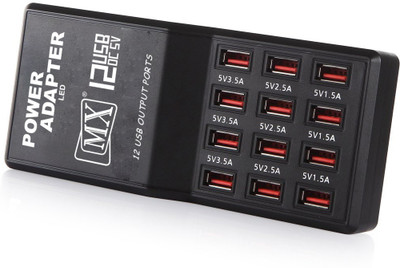 MX High Speed Smart 12 Ports 12 Amp AC Home Wall USB Charger 5V 3.5A 2.5A 1.5A USB Charging Power Station 1 A Multiport Tablet Charger with Detachable