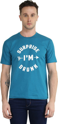 BRITISH TERMINAL Self Design Men Round Neck Blue T-Shirt