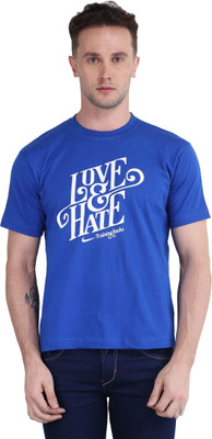 BRITISH TERMINAL Self Design Men Round Neck Blue T-Shirt