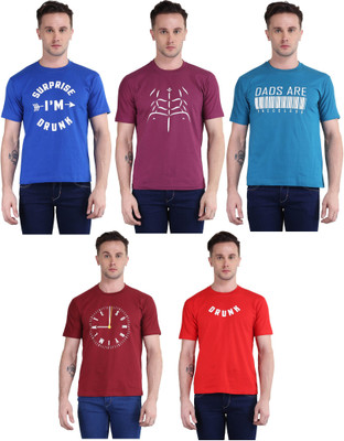 BRITISH TERMINAL Printed Men Round Neck Multicolor T-Shirt