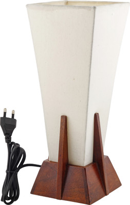 

giftwithswagger Pyramid shape table lamp Table Lamp(36 cm, Brown, off white)