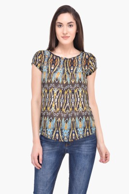 MAYRA Party Cap Sleeve Printed Women Multicolor Top