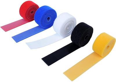

Vardhman Self Gripping Multi-Purpose Hook and Loop Tape, Reusable,0.75 Inches, 5 colors, 2 mts each total 10 mts Sew-on Velcro(Multicolor)