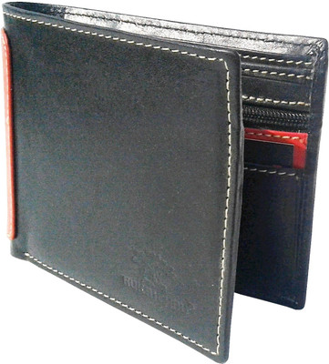 

NUKAICHAU Men Black Genuine Leather Wallet(4 Card Slots), Cobo red blk 4