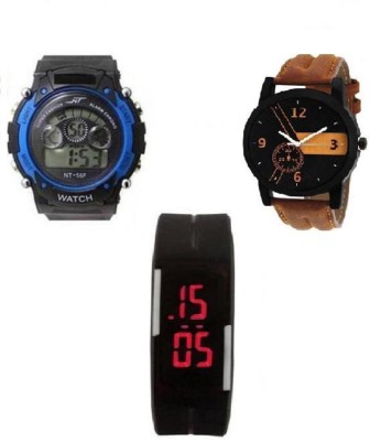 Devego DEV_sport Brown leather strp led002 Watch  - For Men & Women   Watches  (Devego)