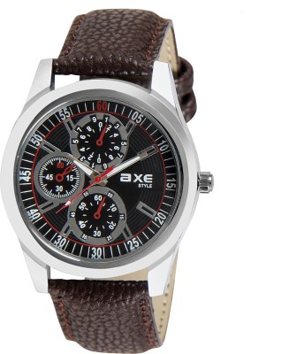AXE Style X1187SL01 Stylish Brown Leather Strap with Silver Metal Case Watch  - For Men   Watches  (AXE Style)