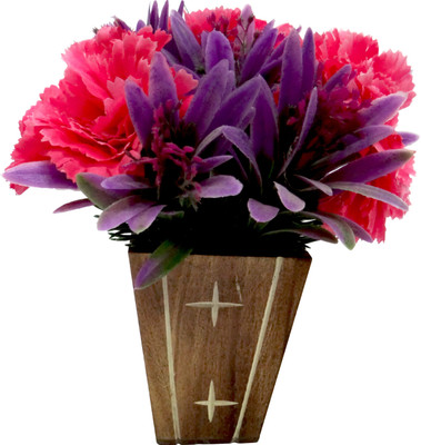 

Ace Flowers Multicolor Carnations Artificial Flower with Pot(7 inch, Pack of 1)