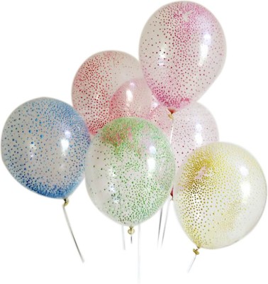 

PartyballoonsHK Printed Static Foam Filled Transparent Latex with Free Balloon Stick Balloon(Multicolor, Pack of 7)