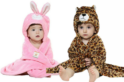 BRANDONN Animal  Hooded Baby Blanket(Polyester, Pink, Beige, Beige;pink
