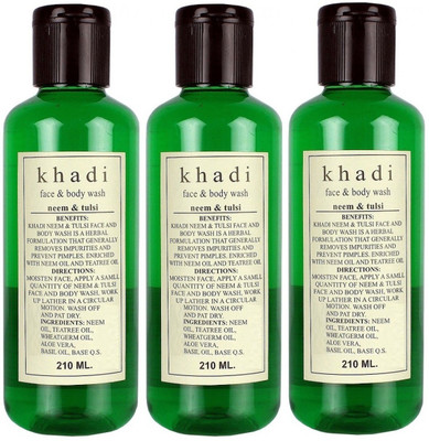 

Khadi Herbal Neem & Tulsi Body wash - Set of 3(630 ml, Pack of 3)