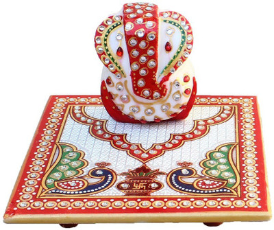 

AnD Artvilla Rajasthani Beautifully Handmade Mayur Printed Antique 1005 Ganesh Marble Pooja Chowki(Multicolor, Pack of 2)