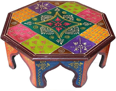 

Crafticia Home Decorative Ethnic Hand painted Pooja Bajot Wooden All Purpose Octagonal Chowki Wooden All Purpose Chowki(Multicolor, Pack of 1)