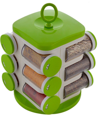 Skywalk Home Glare 12-Jar Revolving Spice Masala Rack (green, red, orange) 1 Piece Condiment Set(Plastic) available at flipkart for Rs.620