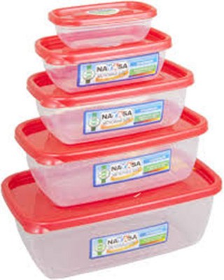 Nayasa Snowpearl 5 Airtight - 1800 ml, 1100 ml, 680 ml, 300 ml, 150 ml PP (Polypropylene) Grocery Container(Pack of 5, Pink, Clear), Clear;pink