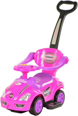 

Toyhouse 3 in 1 Deluxe Mega Push Car with Push Handle Car Non Battery Operated Ride On(Pink), Light pink