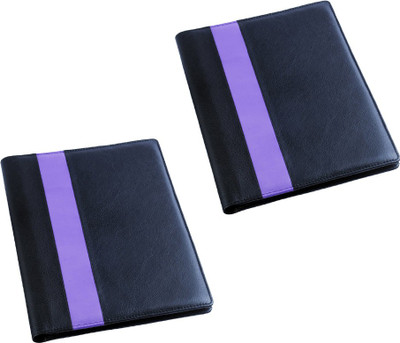 

COI Faux Leather Stylish File Folder / Document Folder Black And Purple(Set Of 2, Black And Purple)