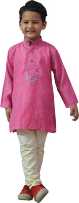 

BownBee Boys Casual Kurta and Pyjama Set(Pink Pack of 1