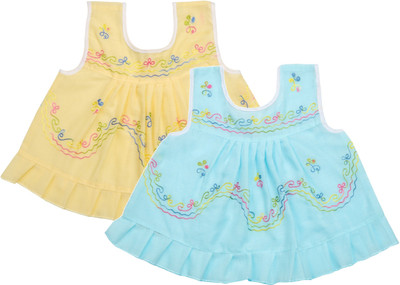 

Littly Baby Girls Casual Cotton A-line Top(Multicolor, Pack of 2