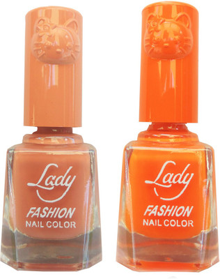 

Lady Fashion Colour Cap Insta Dry Nail polish (Evergreen Colours) Nude,Orange(Pack of 2)
