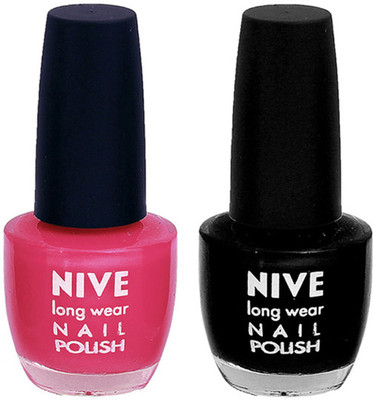 

Nive Colour Blast Nail Polish (Set of 2 Nail Polish) Pink,Black(Pack of 2)