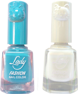 

Lady Fashion Colour Cap Insta Dry Nail polish (Evergreen Colours) Blue,White(Pack of 2)