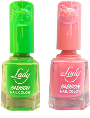 

Lady Fashion Colour Cap Insta Dry Nail polish (Evergreen Colours) Light Green,Pink(Pack of 2)