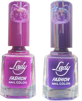 

Lady Fashion Colour Cap Insta Dry Nail polish (Evergreen Colours) Purple,Purple(Pack of 2)
