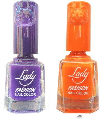 

Lady Fashion Colour Cap Insta Dry Nail polish (Evergreen Colours) Purple,Orange(Pack of 2)