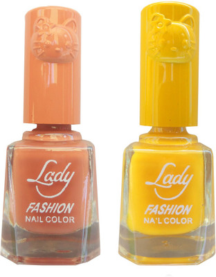 

Lady Fashion Colour Cap Insta Dry Nail polish (Evergreen Colours) Nude,Yellow(Pack of 2)