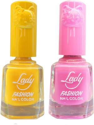 

Lady Fashion Colour Cap Insta Dry Nail polish (Evergreen Colours) Yellow,Pink(Pack of 2)