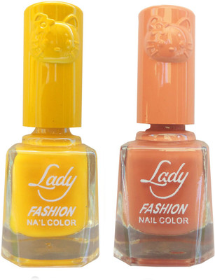 

Lady Fashion Colour Cap Insta Dry Nail polish (Evergreen Colours) Yellow,Nude(Pack of 2)