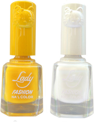 

Lady Fashion Colour Cap Insta Dry Nail polish (Evergreen Colours) Yellow,White(Pack of 2)