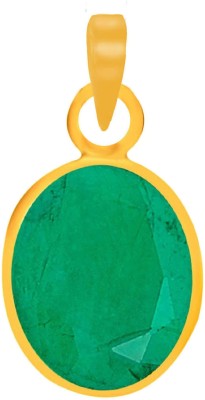 PTM Natural Certified Emerald (Panna) Gemstone 9.25 Ratti or 8.36 Carat for Male Panchdhatu 22K Gold Plated Alloy Pendant