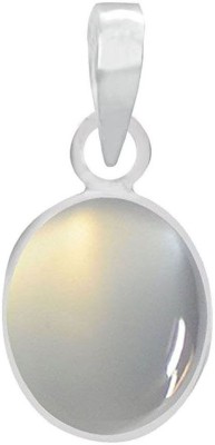 PTM Natural Certified Moonstone ( Chandrakant Mani) Gemstone 7.25 Ratti or 6.66 Carat for Male and Female Sterling Silver Pendant