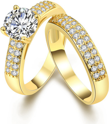 

Yellow Chimes Golden Layer Metal Ring Set, Gold