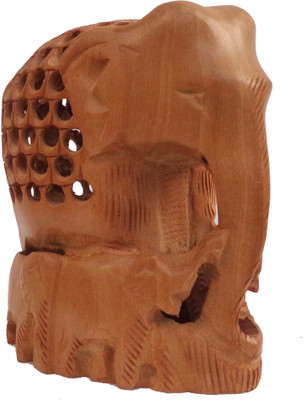 

LAVANSHI 4" kadamba wood elephant idol Decorative Showpiece - 10 cm(Wooden, Brown)